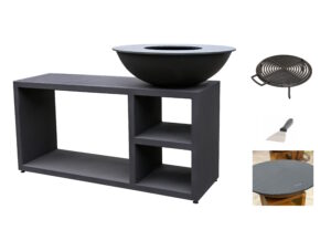 Brasero Piatto Tavolo Large Noir Ø94 + Grille + Spatule + Housse